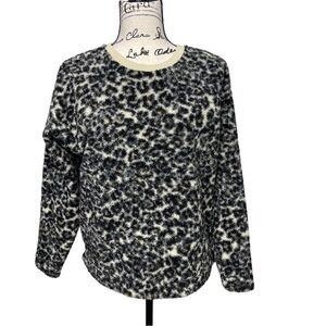 Loft Teddy Style Leopard Print Warm Sweater Size XS